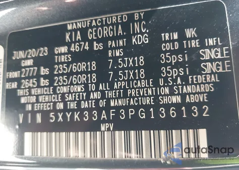 2023 Kia Sportage Ex z USA, uszkodzony, nr VIN 5XYK33AF3PG136132